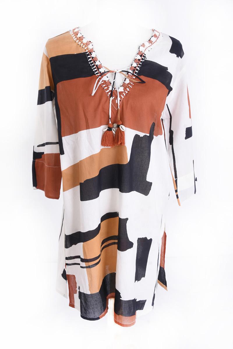 Embroidered V-Neck Tunic 64410