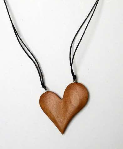 Chunky Wooden Heart Pendant Necklace N6-6071