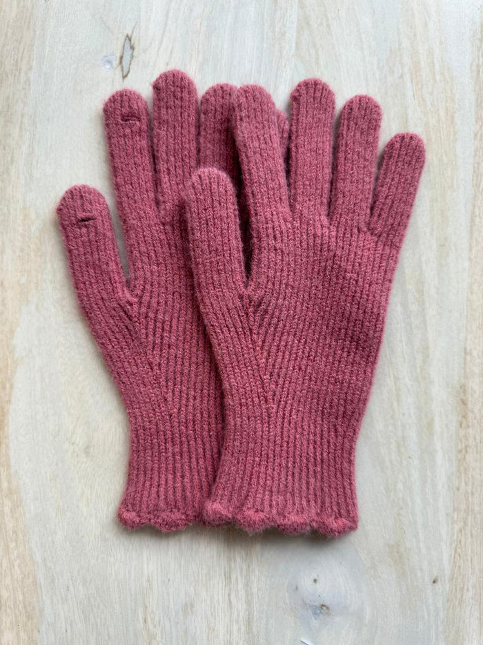 Long rib glove with finger touch hole