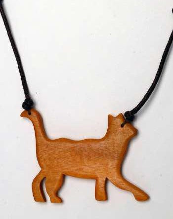Walking Wooden Cat Necklace N6-5413TY