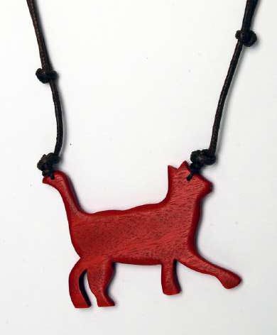 Walking Wooden Cat Necklace N6-5413TY