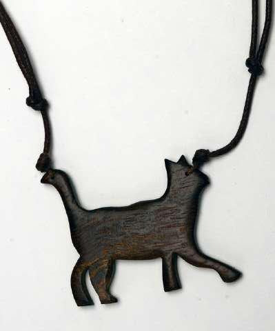 Walking Wooden Cat Necklace N6-5413TY