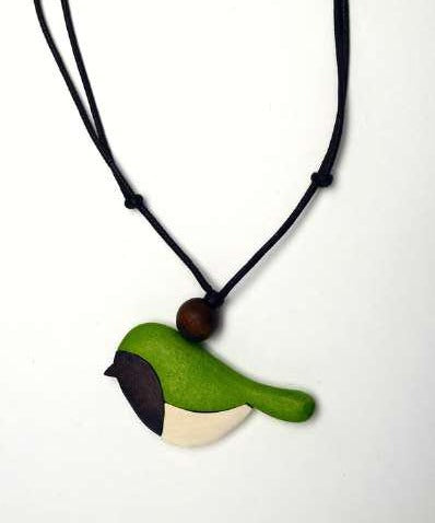 Little Sparrow Looking Wooden Bird Necklace N6-6095
