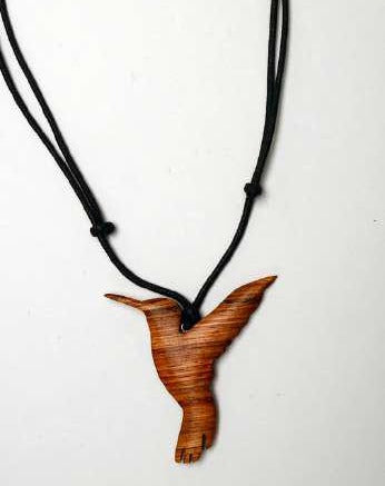 Hummingbird Wooden Pendant Necklace N6-6170