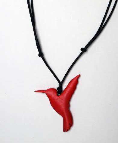 Hummingbird Wooden Pendant Necklace N6-6170