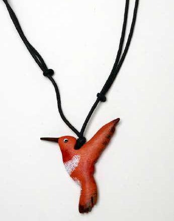 Hummingbird Wooden Pendant Necklace N6-6170
