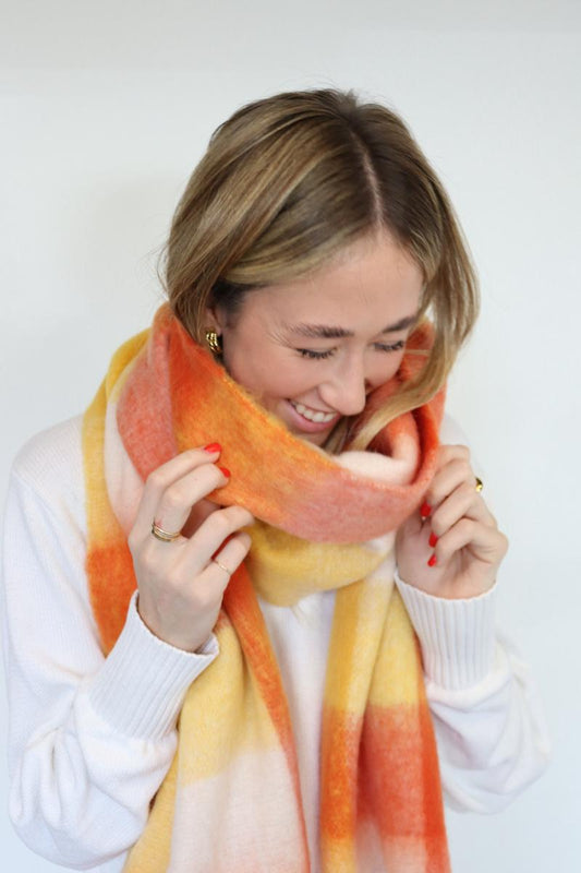 Soft Blanket Scarf - Mustard and Orange