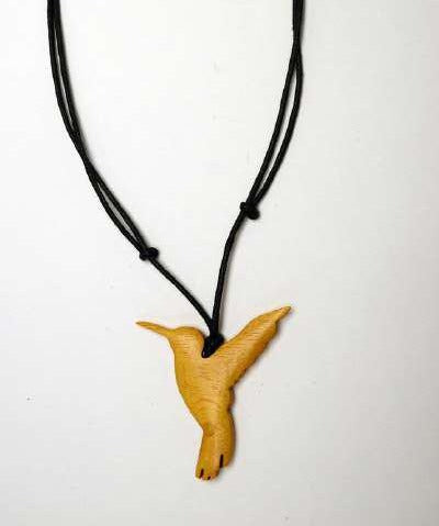 Hummingbird Wooden Pendant Necklace N6-6170