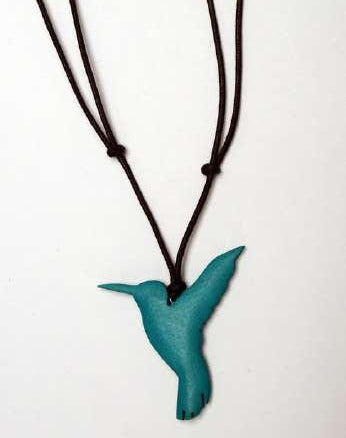 Hummingbird Wooden Pendant Necklace N6-6170