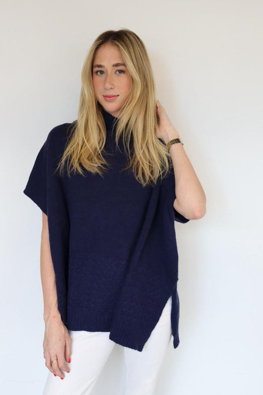 Plain poncho - Navy