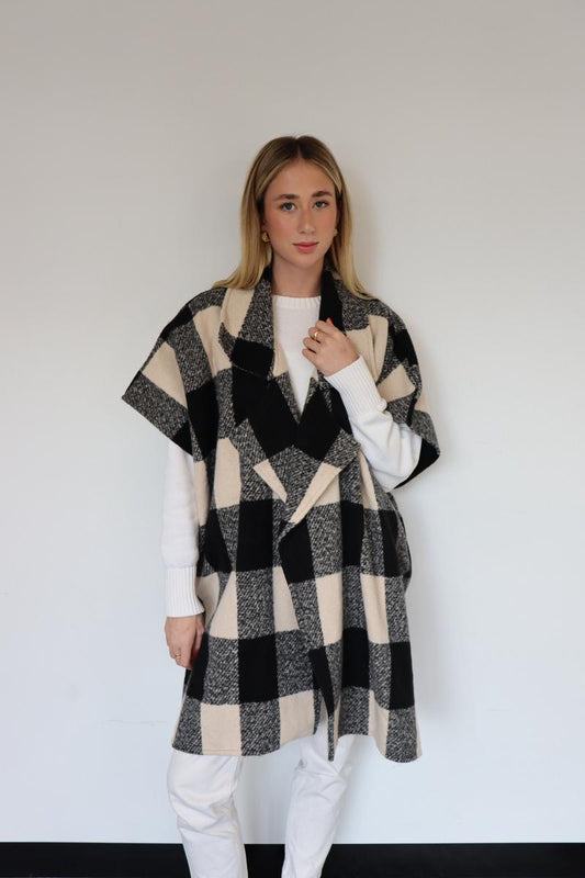 One size check wrap jacket