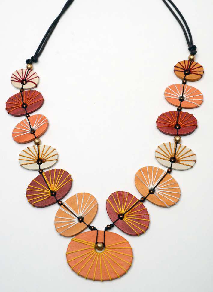 Elegant Embroidered Wooden Beads Necklace N6-6045