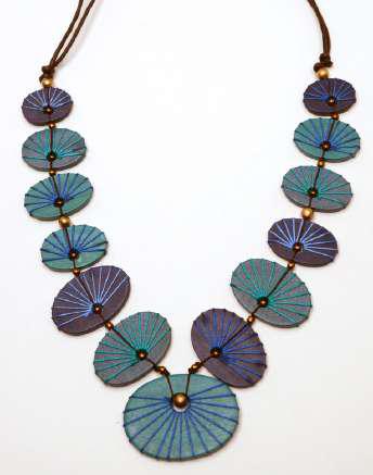 Elegant Embroidered Wooden Beads Necklace N6-6045