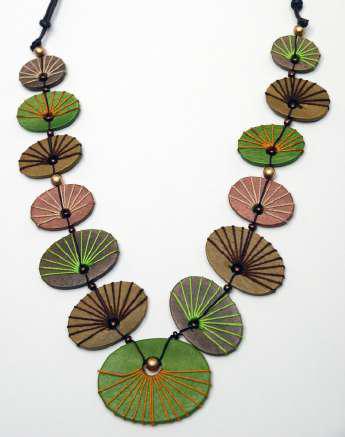 Elegant Embroidered Wooden Beads Necklace N6-6045