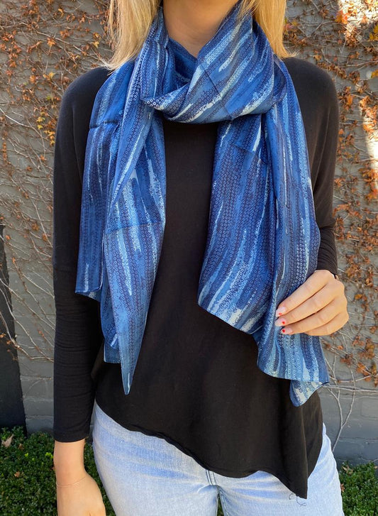 Silk Scarf - Blue