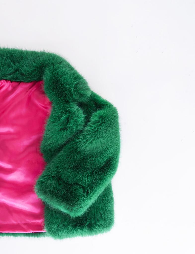 Palme Cropped Bomber Coat Faux Fur - 65475