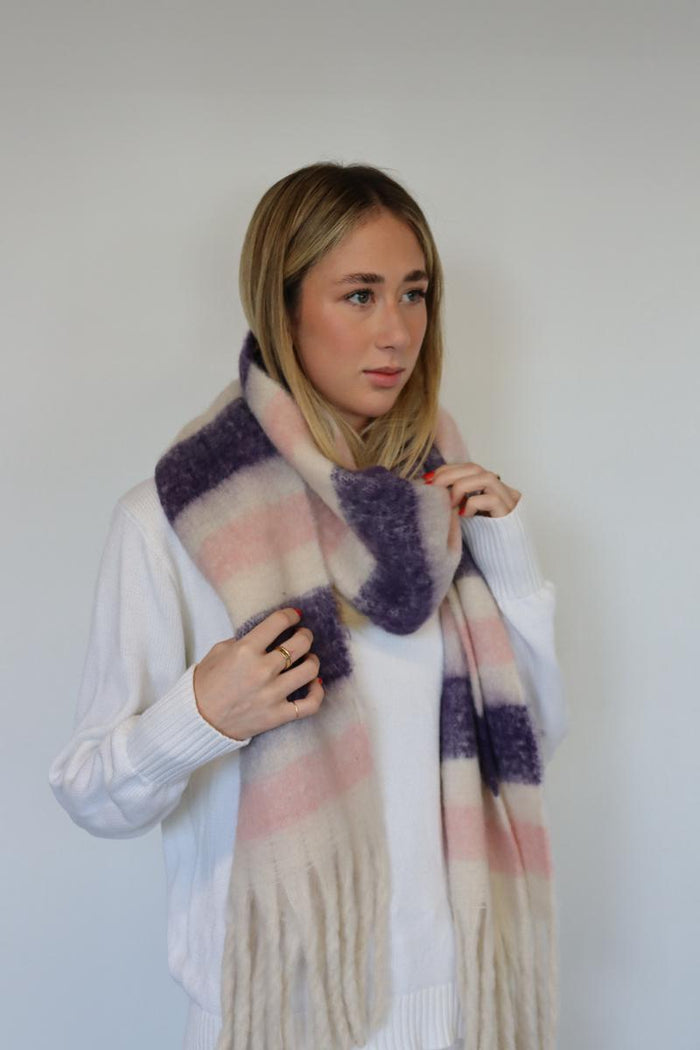 Soft Winter Scarf -Purple & Pink Stripe
