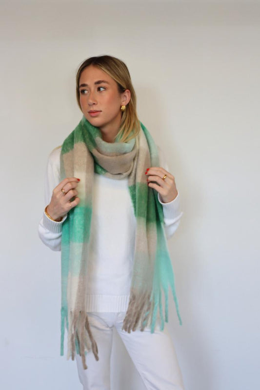 Soft Winter Scarf -Grey & Green