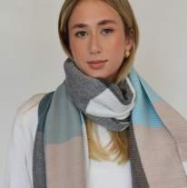 CRINKLE SOFT TOUCH SCARVE- Blue & Grey