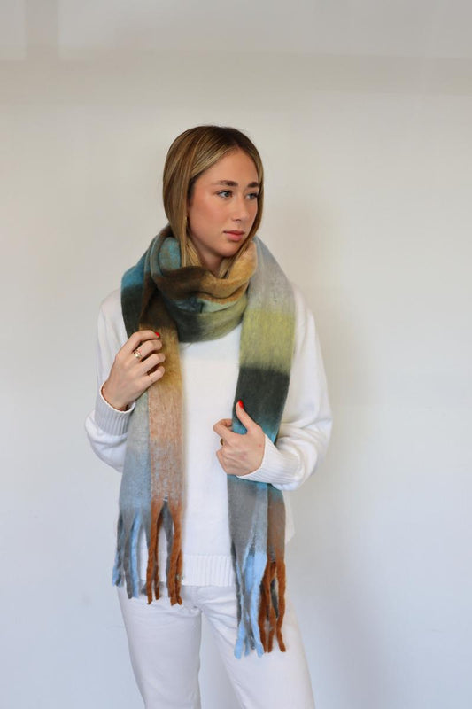 Soft Winter Scarf -TURQ/Mocha