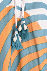 LONG COTTON DRESS WITH PLEATED COLLAR - ORANGE CLAIR