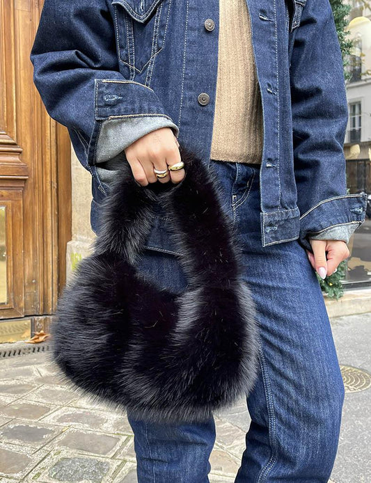 Palme Faux Fur Handbag - Noir