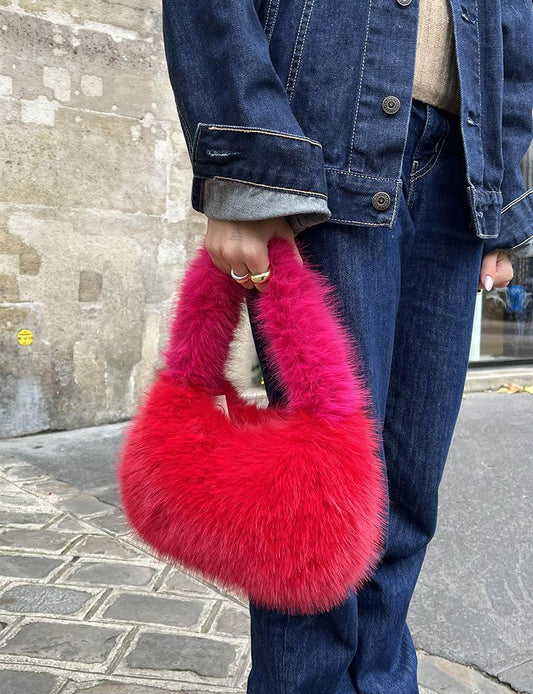 Palme Faux Fur Handbag - Rouge Clair