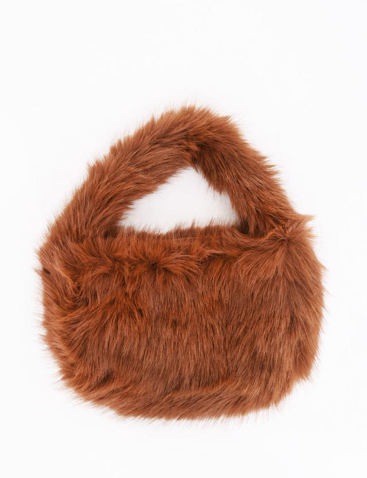 Palme Faux Fur Handbag - Marron