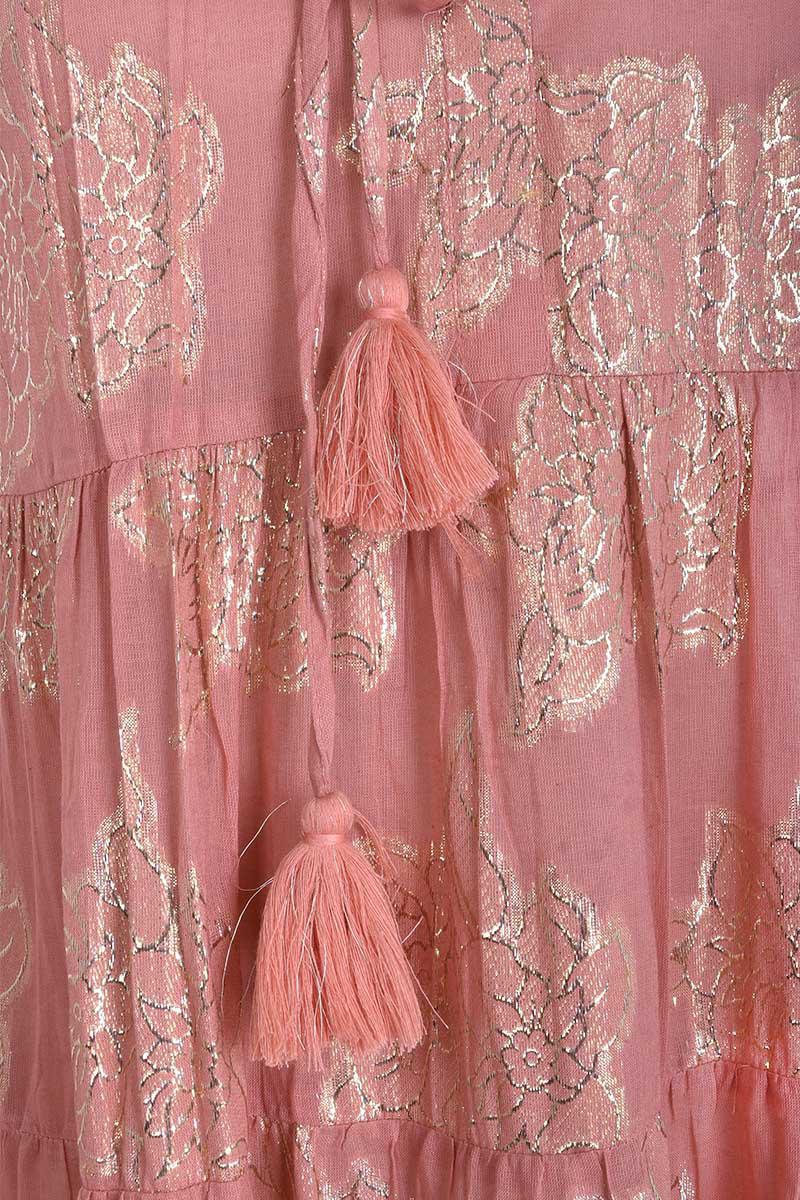 LONG COTTON PLEATED COLLAR DRESS-ORANGE FONCE