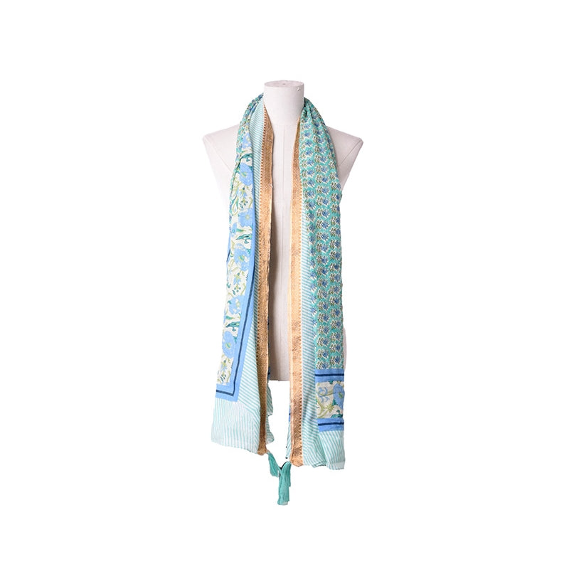 PRE-ORDER Indian Flowers Cotton Scarf 68135