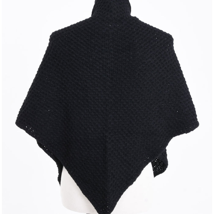 Knitted Poncho Wrap - Noir