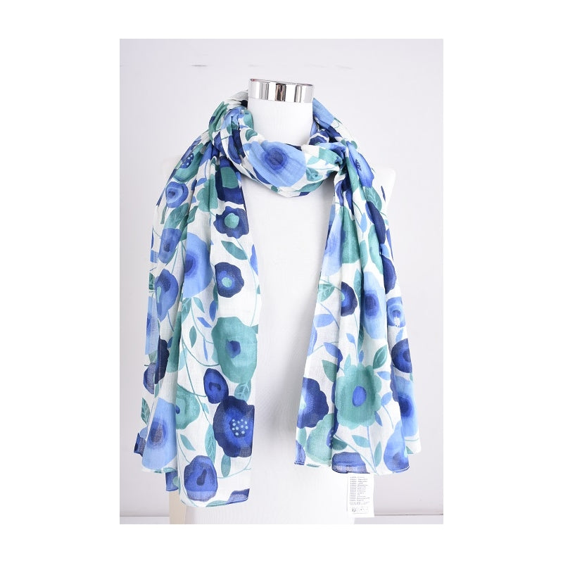 PRE-ORDER Leaves and Poppy Cotton Scarf 67128