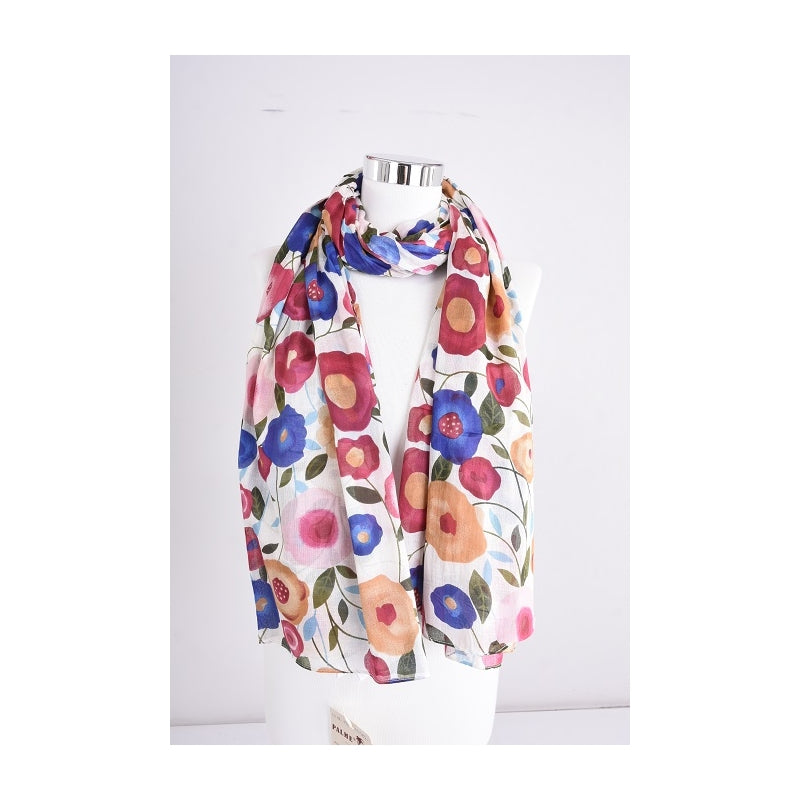PRE-ORDER Leaves and Poppy Cotton Scarf 67128