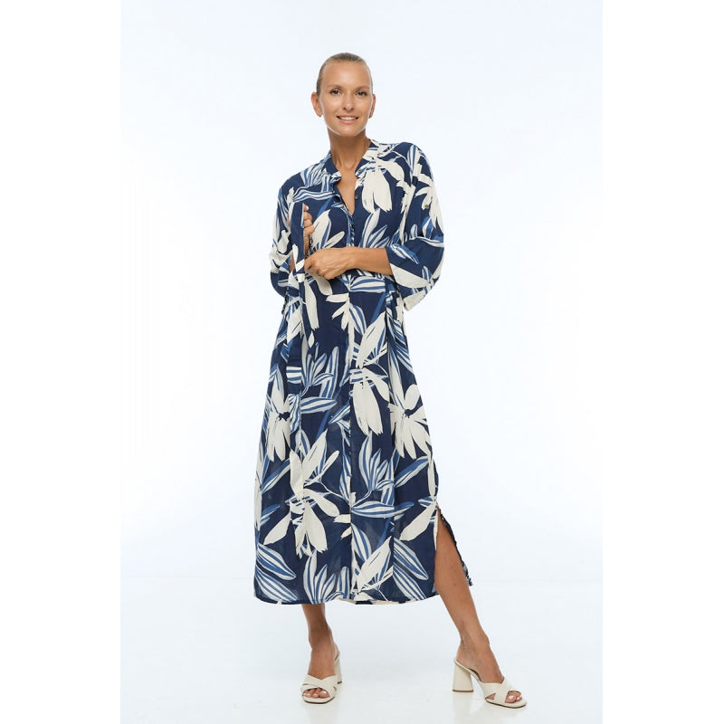 PRE-ORDER Long Summer Dress with Sleeves and Buttons 66988