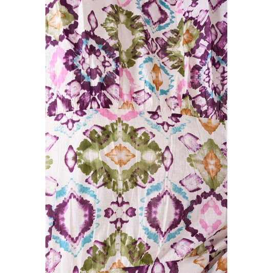 Long Printed Cotton Dress - Lilas Fonce