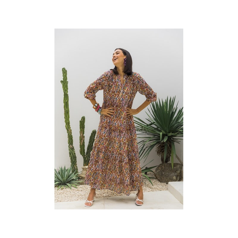 PRE-ORDER Long Printed Cotton Dress 65955
