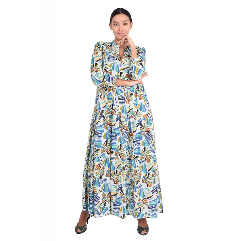 PRE-ORDER Pleated Cotton Printed Dress 67148