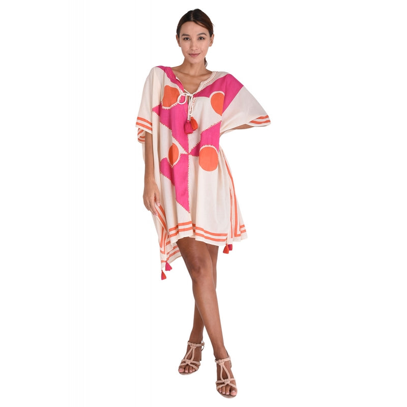 PRE-ORDER Mid Length Cotton Poncho Embroidered 67040
