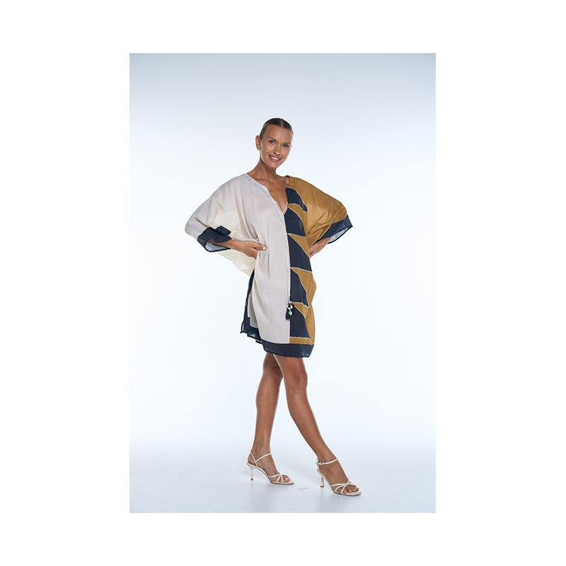 PRE-ORDER - Embroidered Mid Length Cotton Poncho - 68008-0200