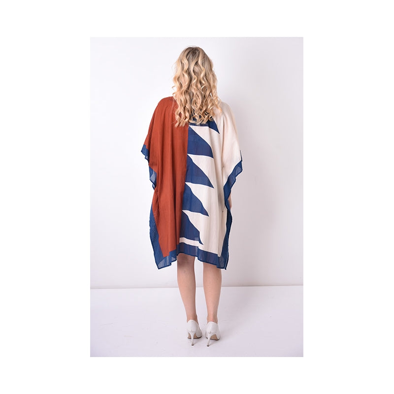 PRE-ORDER - Embroidered Mid Length Cotton Poncho - 68008-0650