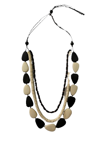 Chunky 3-Layered Wooden Beaded Necklace SN6-5396AB