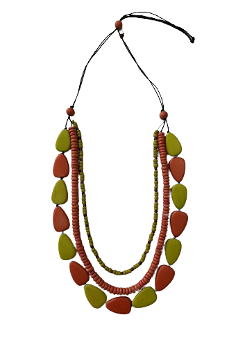 Chunky 3-Layered Wooden Beaded Necklace SN6-5396AB