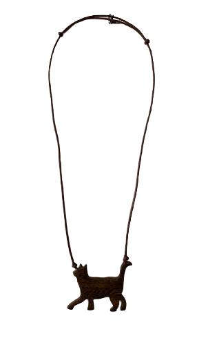 Walking Wooden Cat Necklace N6-5413TY
