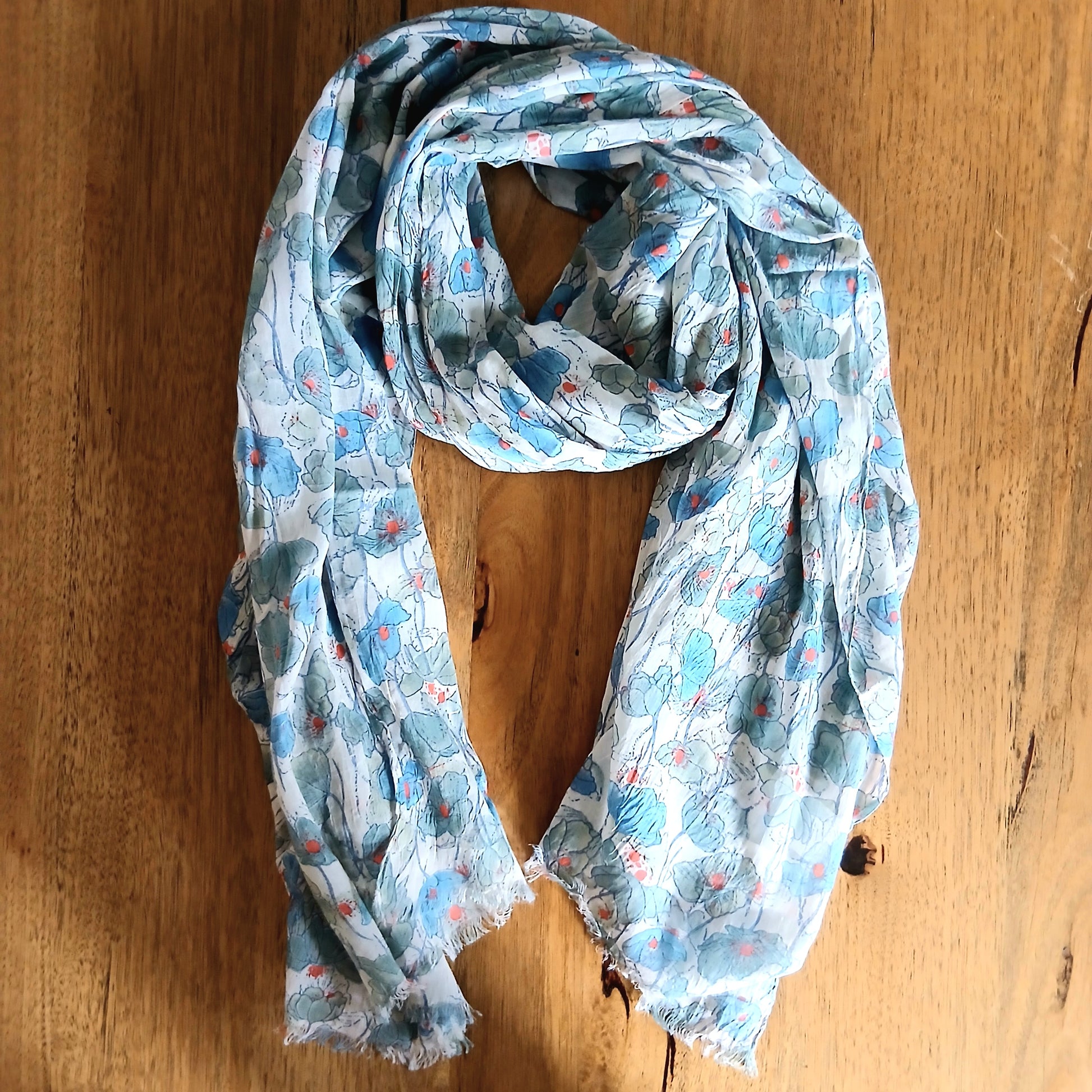 Poppy Print Pure Cotton Scarf - 54862