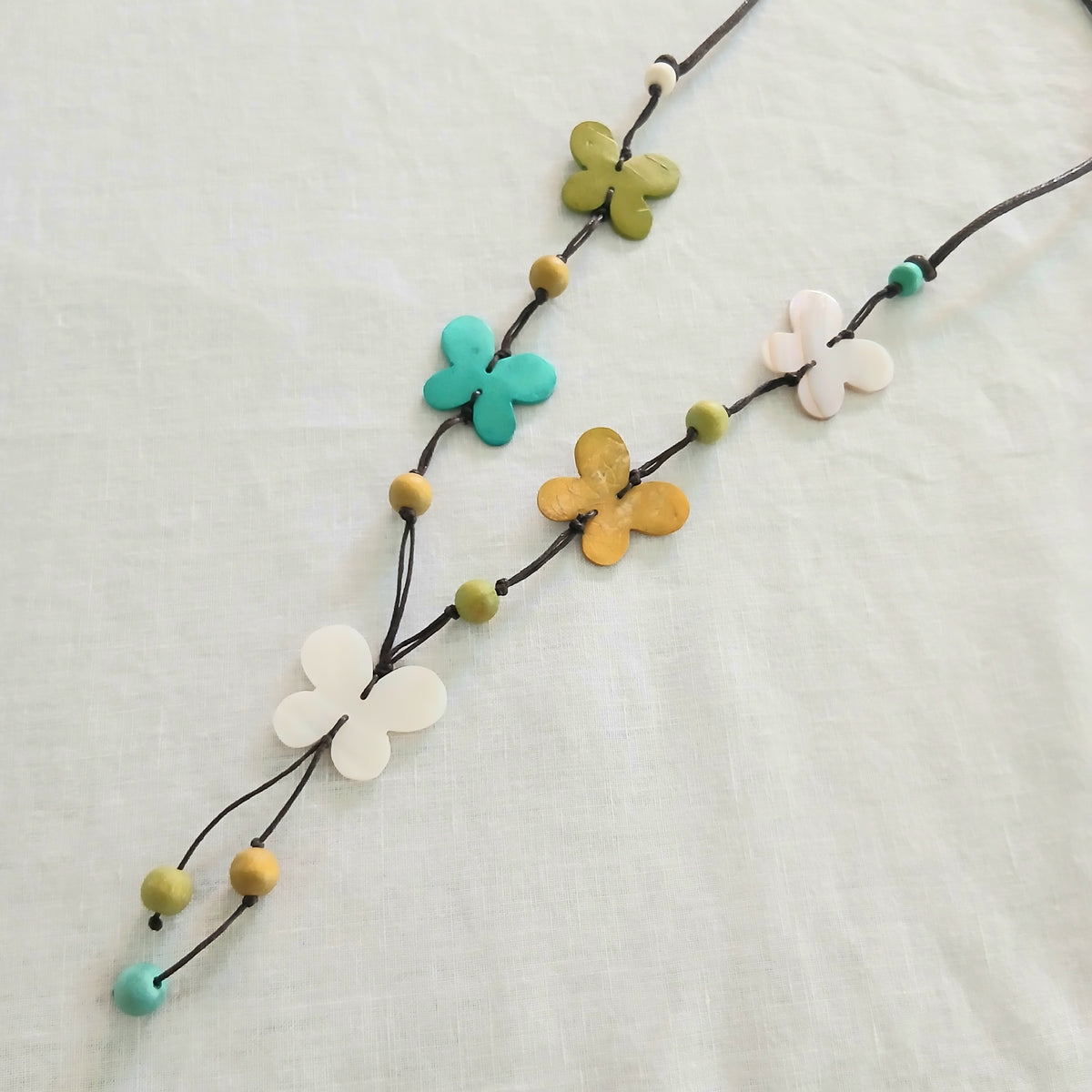 Wooden Butterfly Beaded Necklace N7-1372