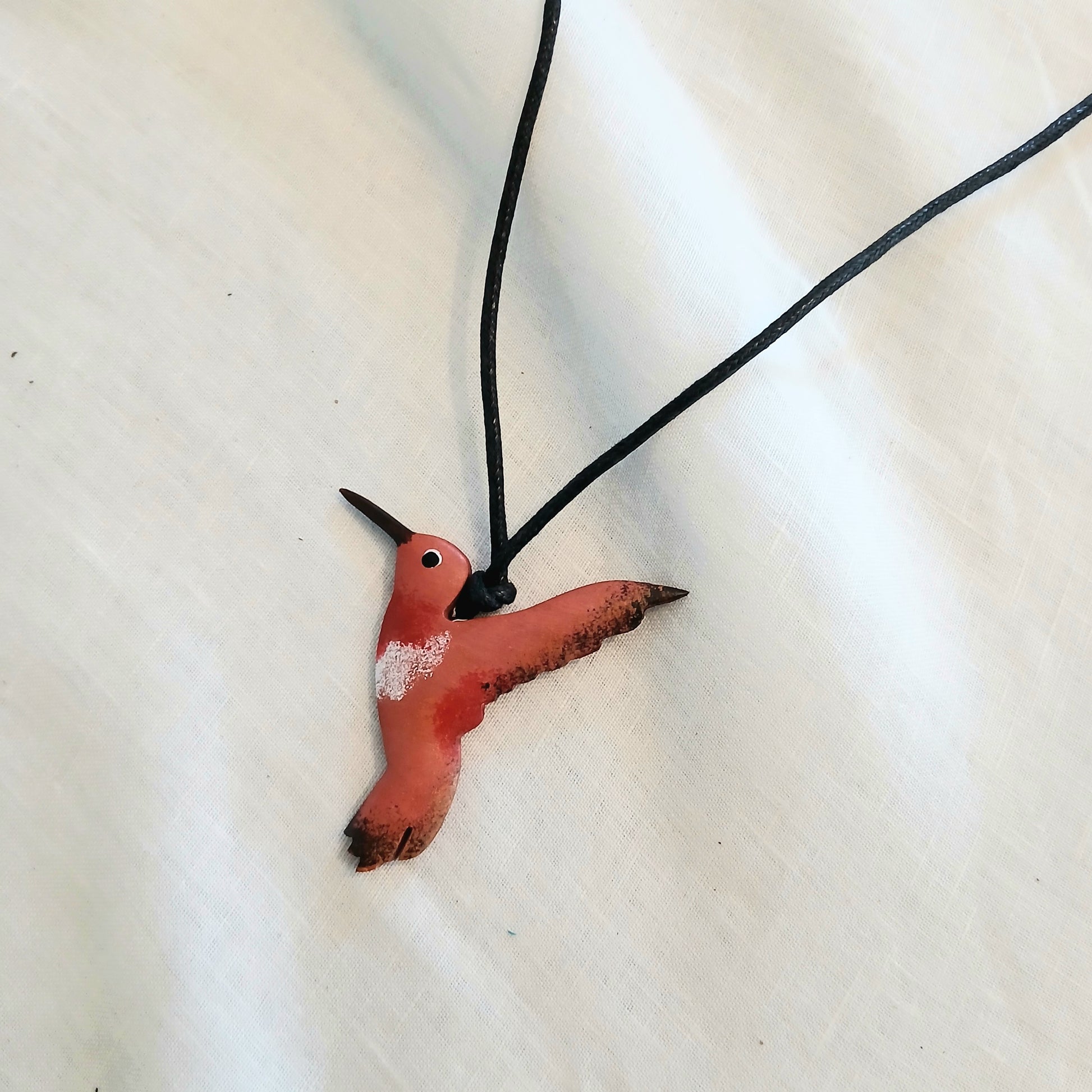 Hummingbird Wooden Pendant Necklace N6-6170