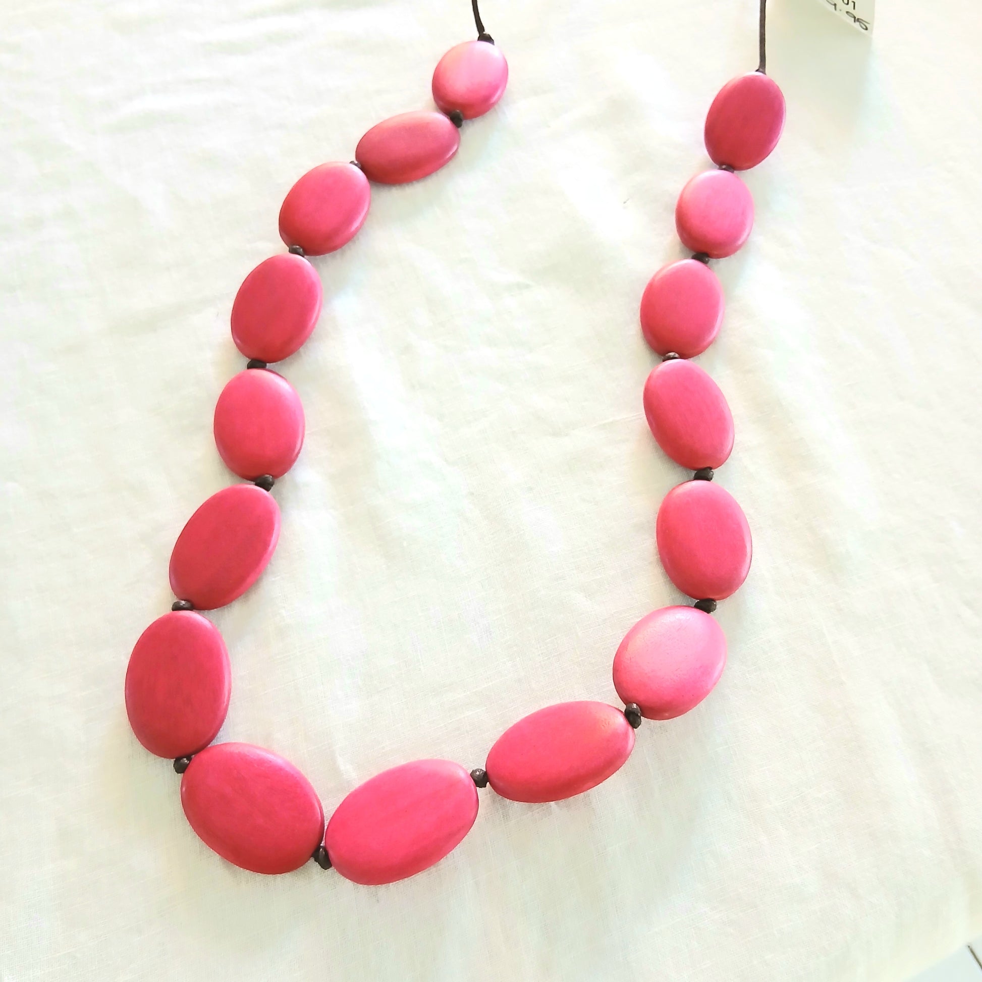 Large Oval - Plain Long Beaded Necklace N6-1821