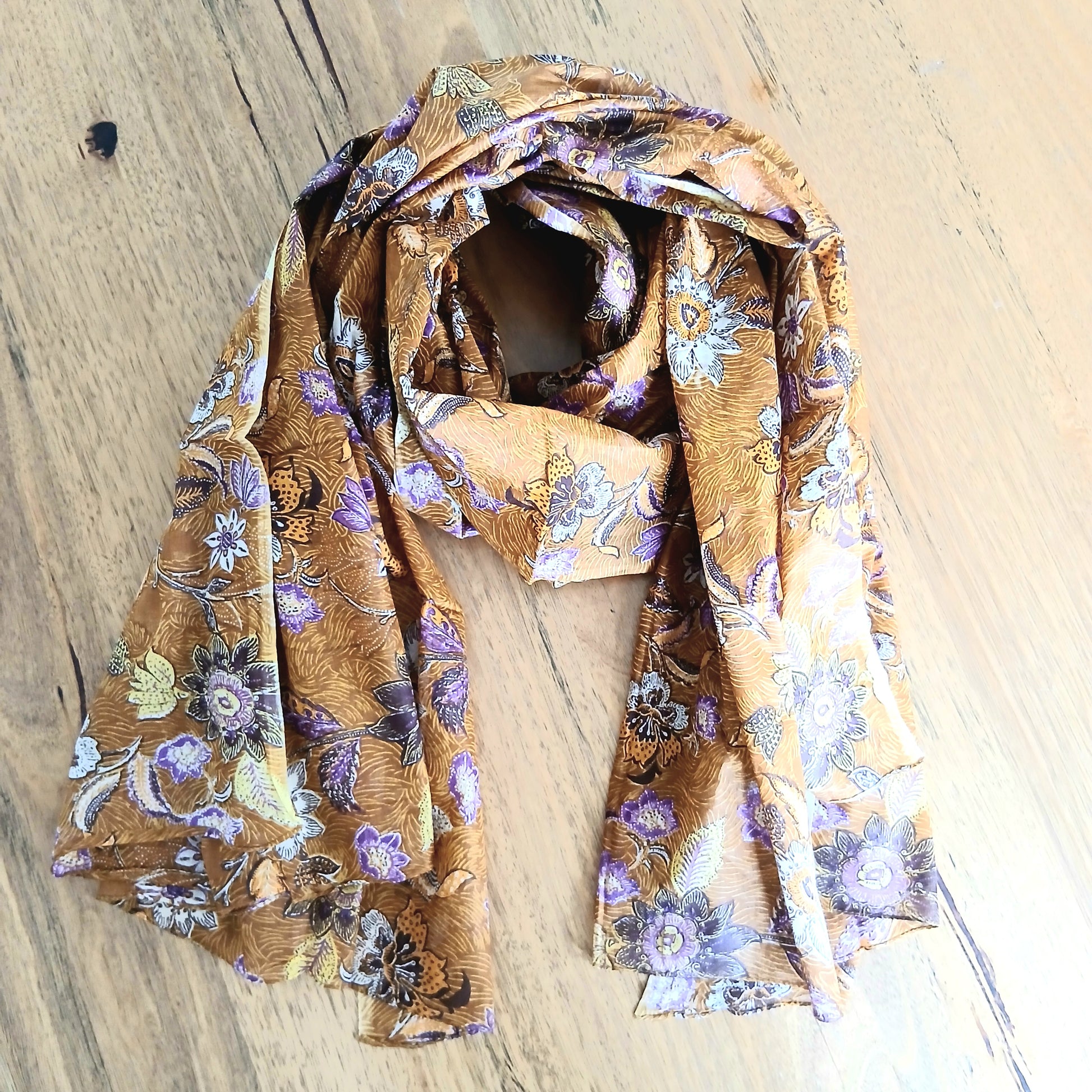 Cotton Flower Scarf - Jaune Fonce