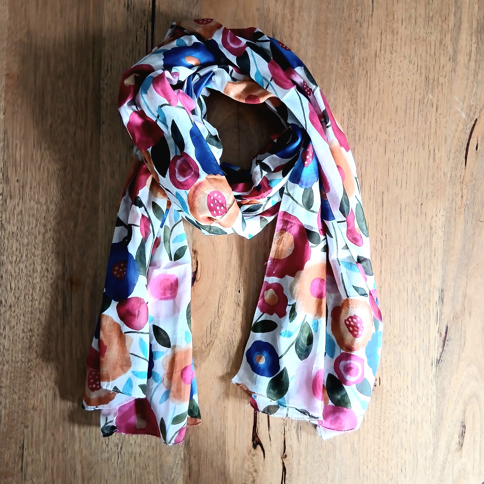 PRE-ORDER Leaves and Poppy Cotton Scarf 67128