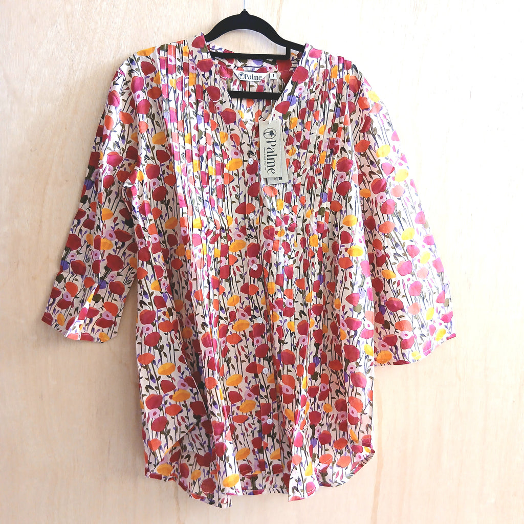 Pleated Cotton Printed Shirt 67149